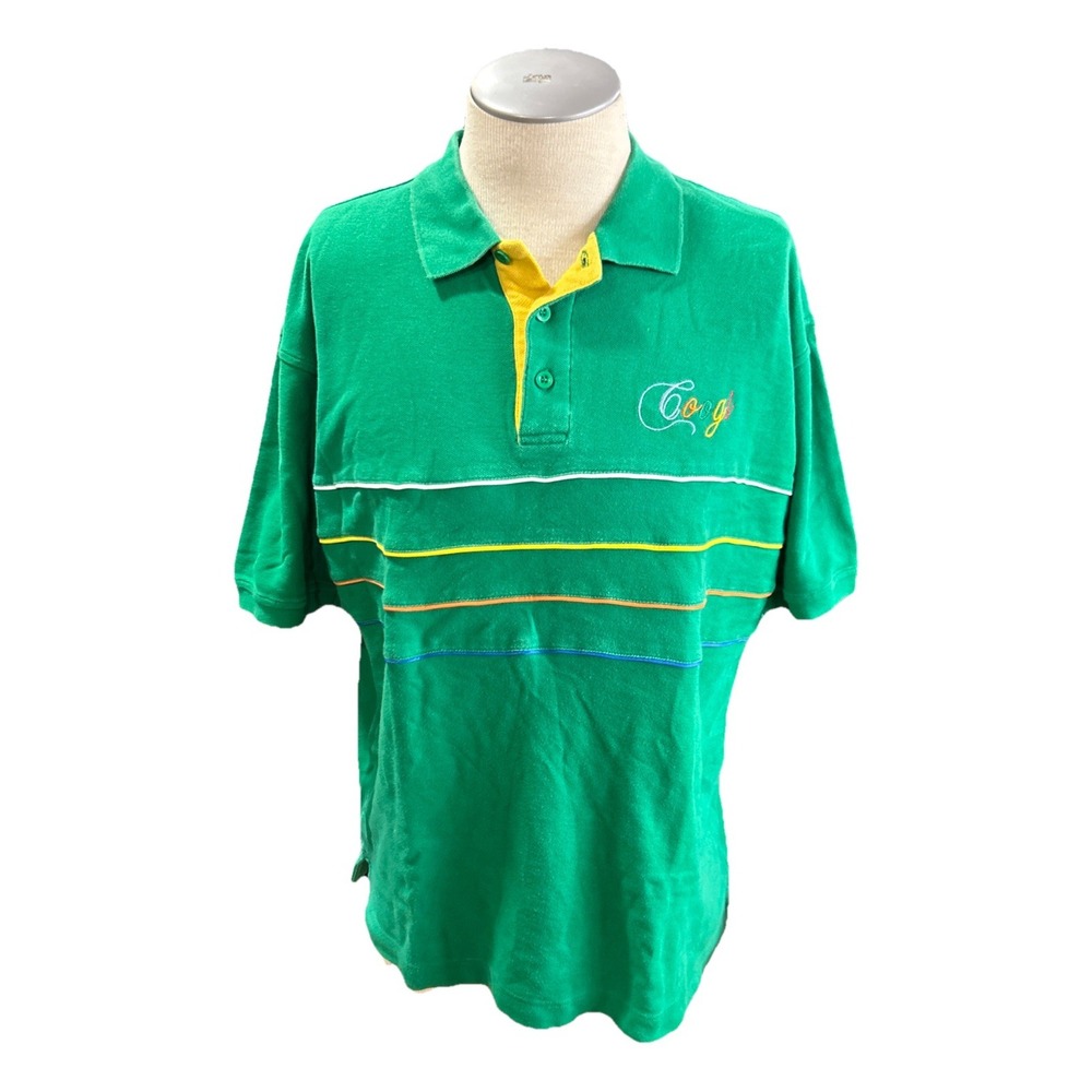 Coogi‎ Australia mens Polo Shirt XL Green Vintage Short Sleeves